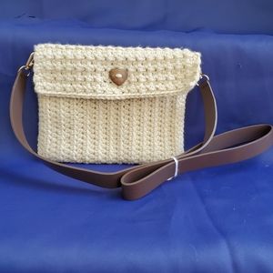 Handmade Cream Crochet Crossbody Bag 🤎